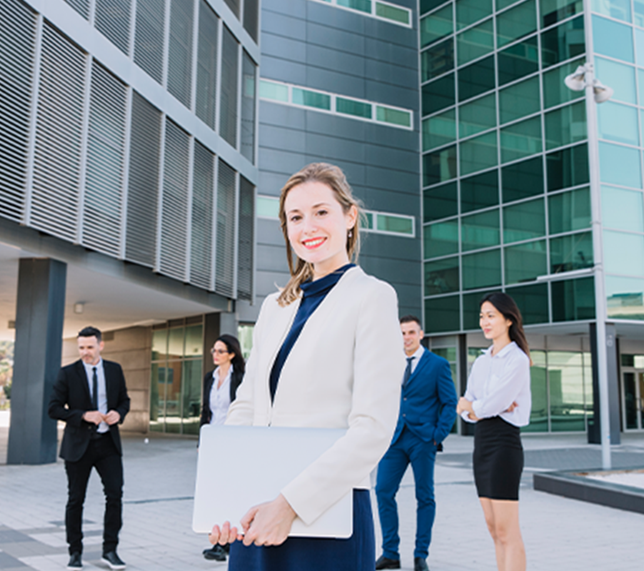 Business Woman with Business Team